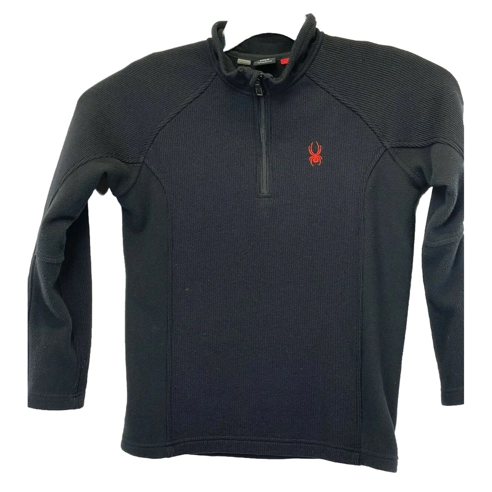 Spyder Core Youth Large Black Knit  1/4‎ Zip Pullover Sweater (U33)  NW/OTs